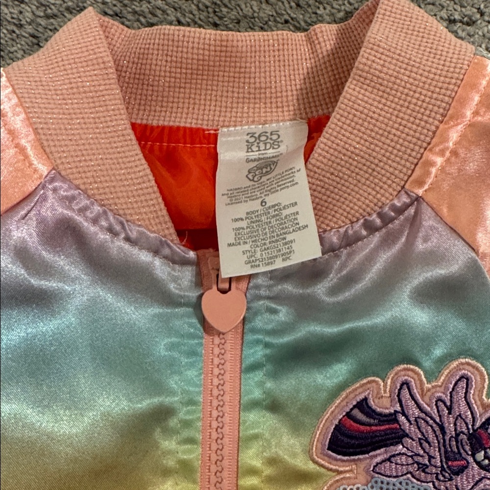 My Little Pony Colorful Satin Bomber Jacket with Cupcake Patch - Picture 8 of 10